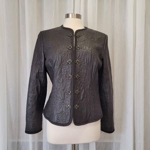 Peter Nygard Black Embossed Leather Jacket